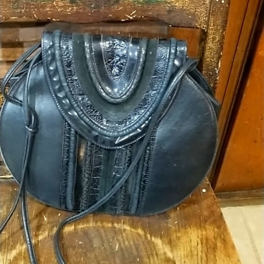 Braccialini Black Leather Purse Handbag Bag